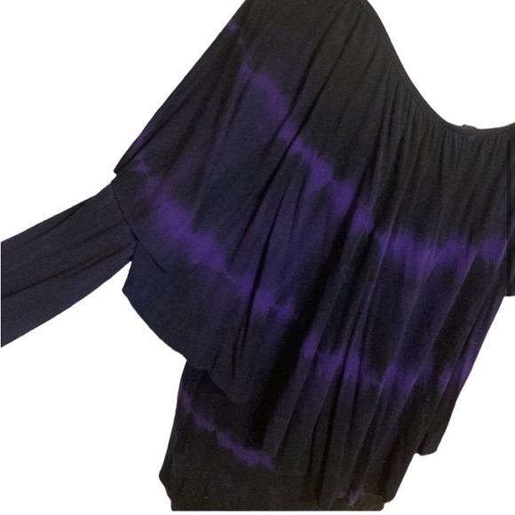 Olivia black and deep purple tie-dye versatile top. - Picture 4 of 6
